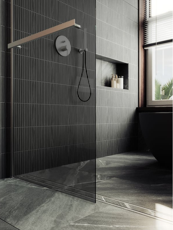 Душевая стенка MaybahGlass 89x195 / MGD-735-5ш (графитовое стекло/хром матовый) — фото 3