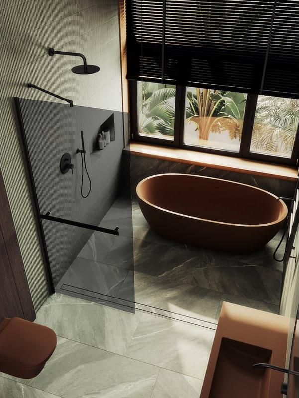 Душевая стенка MaybahGlass 89x195 / MGD-735-6ш (графитовое стекло/черный) — фото 3