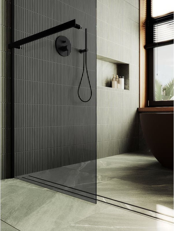 Душевая стенка MaybahGlass 89x195 / MGD-735-6ш (графитовое стекло/черный) — фото 4