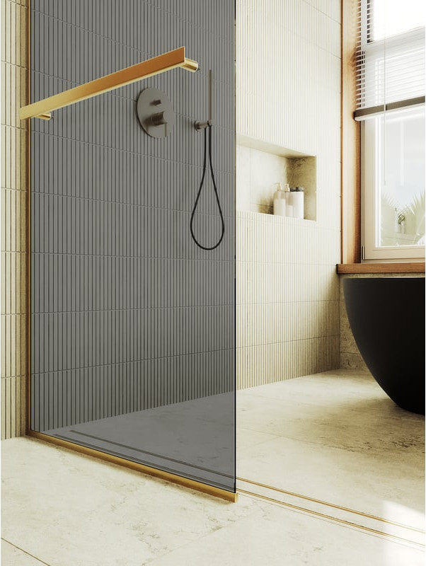 Душевая стенка MaybahGlass 89x195 / MGD-735-3у (графитовое стекло/золотой) — фото 3