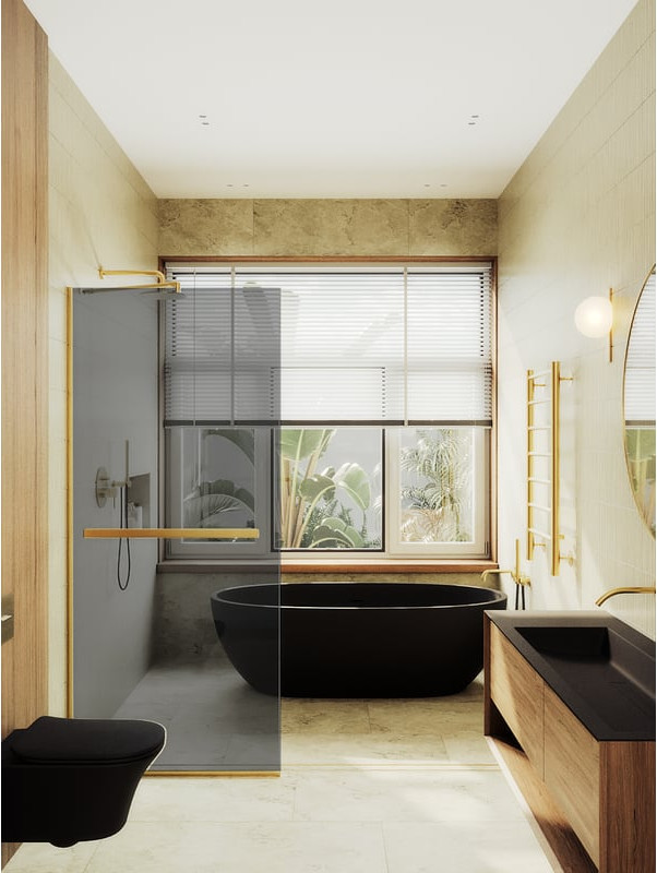 Душевая стенка MaybahGlass 89x195 / MGD-735-3у (графитовое стекло/золотой)