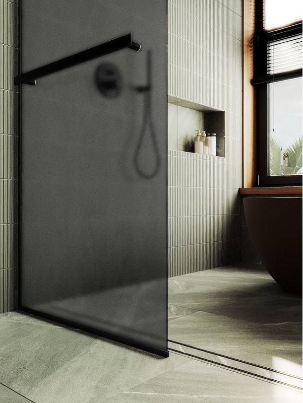 Душевая стенка MaybahGlass 89x195 / MGD-736-6у (графитовое матовое стекло/черный) — фото 3