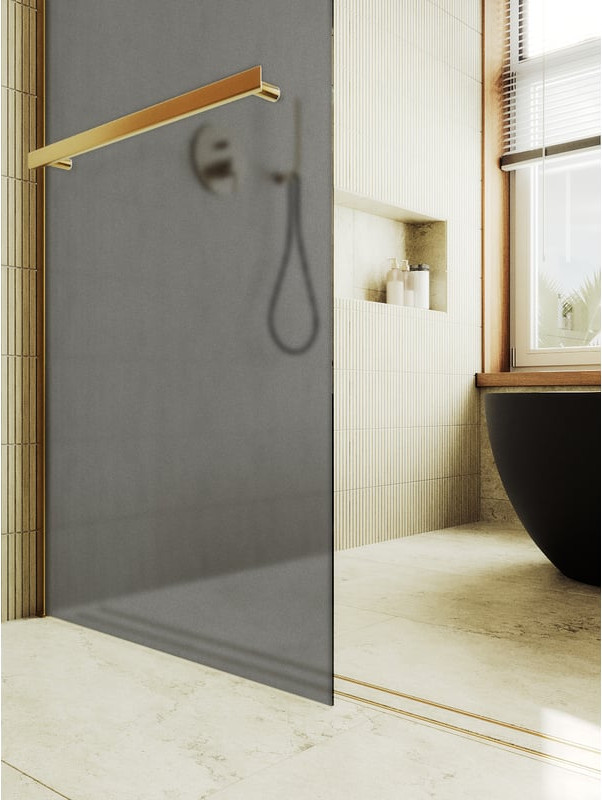Душевая стенка MaybahGlass 89x195 / MGD-736-3ш (графитовое матовое стекло/золотой) — фото 4