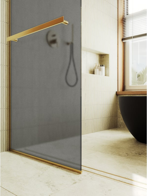 Душевая стенка MaybahGlass 89x195 / MGD-736-3у (графитовое матовое стекло/золотой) — фото 4