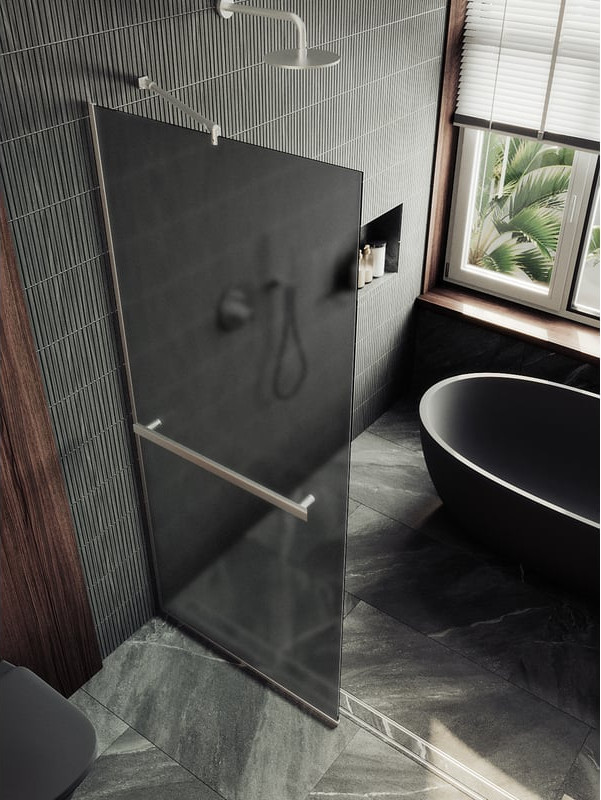 Душевая стенка MaybahGlass 89x195 / MGD-736-5у (графитовое матовое стекло/хром матовый)
