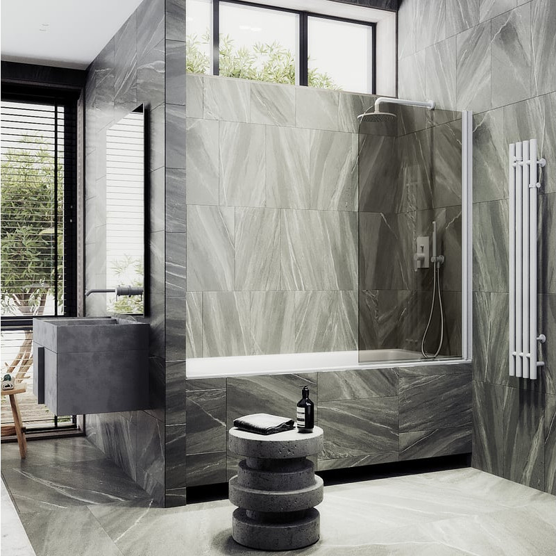 Стеклянная шторка для ванны MaybahGlass MGV-616-1 (бронзовое стекло/белый матовый) — фото 3