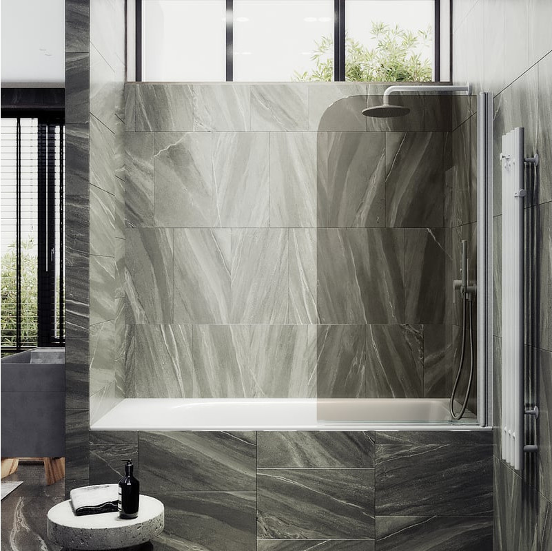 Стеклянная шторка для ванны MaybahGlass MGV-616-1 (бронзовое стекло/белый матовый)