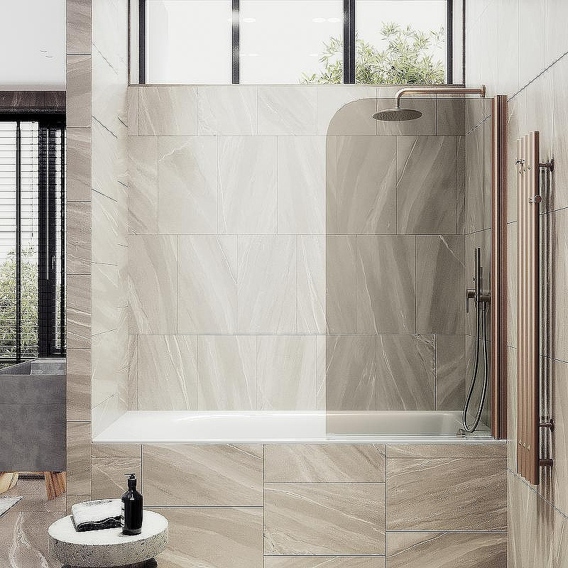 Стеклянная шторка для ванны MaybahGlass MGV-616-2 (бронзовое стекло/бронзовый)