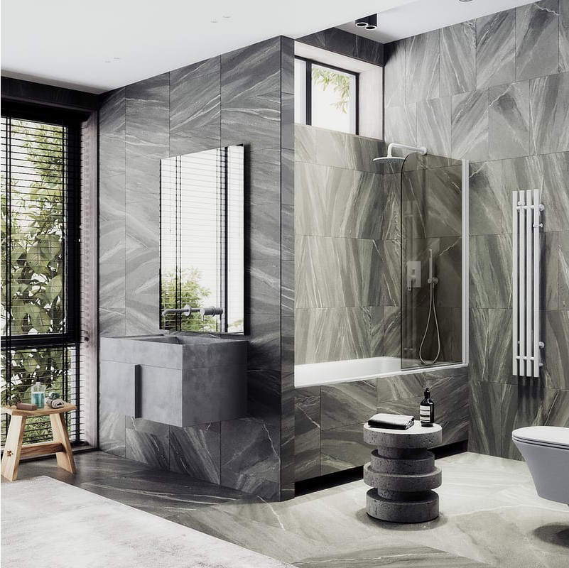 Стеклянная шторка для ванны MaybahGlass MGV-622-1 (бронзовое стекло/белый матовый) — фото 2