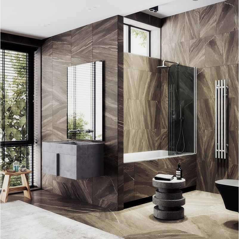 Стеклянная шторка для ванны MaybahGlass MGV-623-5 (графитовое стекло/хром матовый) — фото 2