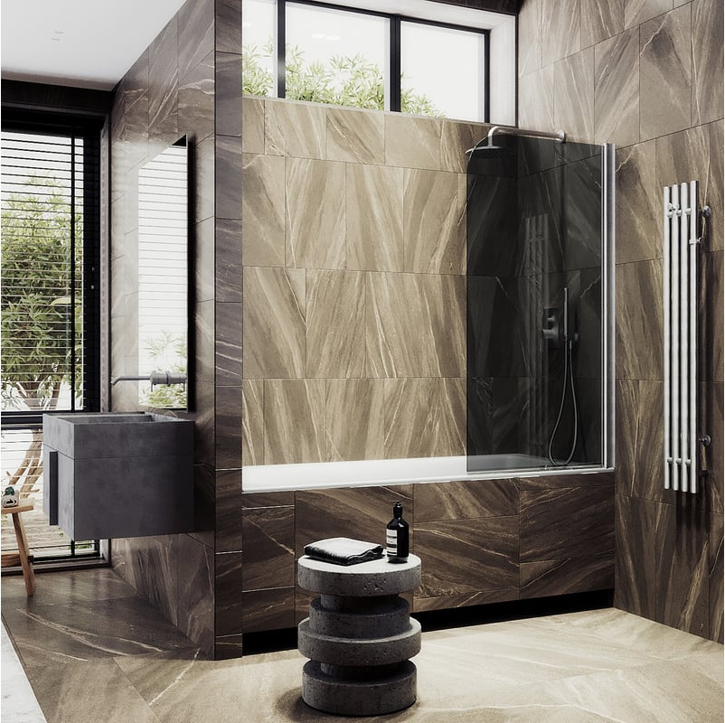 Стеклянная шторка для ванны MaybahGlass MGV-623-5 (графитовое стекло/хром матовый) — фото 3