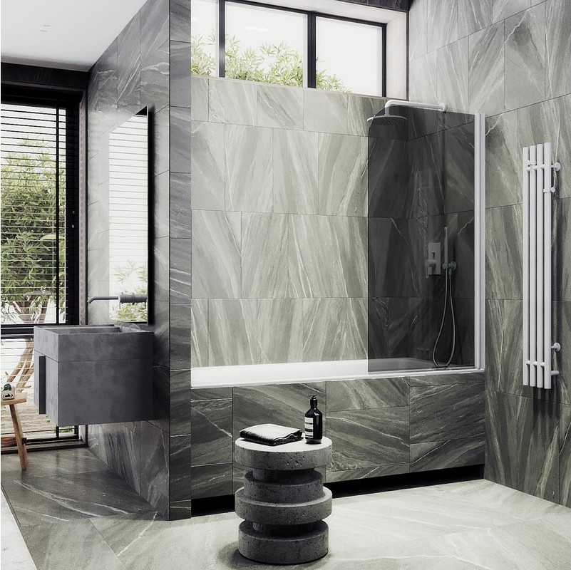 Стеклянная шторка для ванны MaybahGlass MGV-623-1 (графитовое стекло/белый матовый) — фото 3