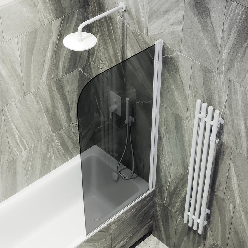 Стеклянная шторка для ванны MaybahGlass MGV-623-1 (графитовое стекло/белый матовый) — фото 4