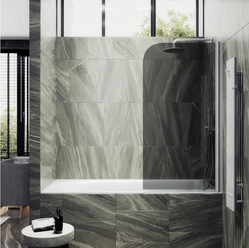 Стеклянная шторка для ванны MaybahGlass MGV-623-1 (графитовое стекло/белый матовый)