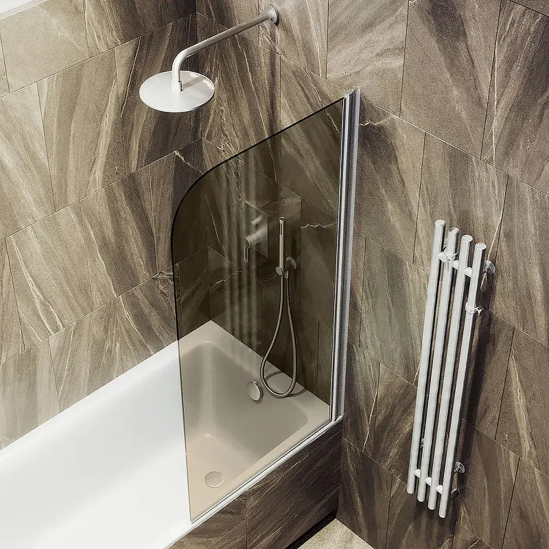 Стеклянная шторка для ванны MaybahGlass MGV-635-5 (бронзовое матовое стекло/хром матовый)