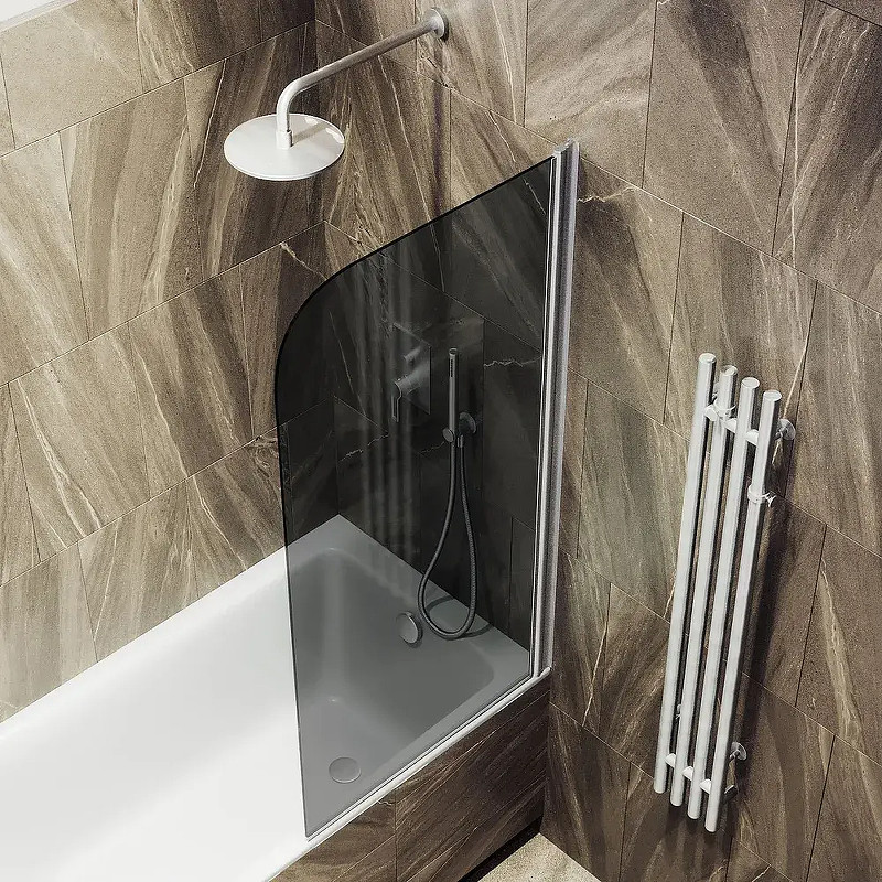 Стеклянная шторка для ванны MaybahGlass MGV-634-5 (графитовое стекло/хром матовый)