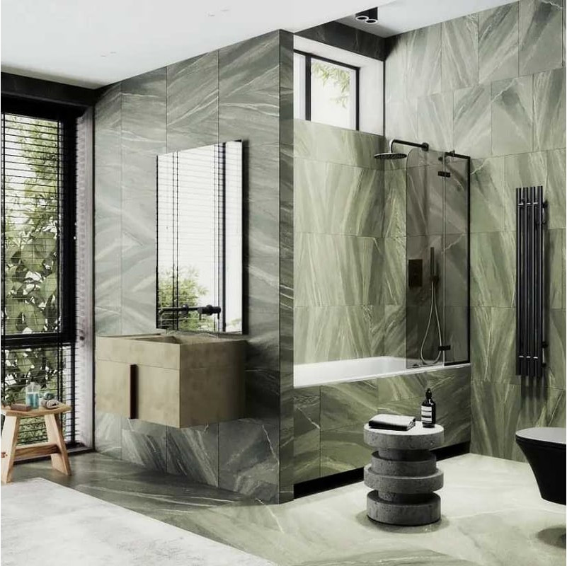 Стеклянная шторка для ванны MaybahGlass MGV-657-6 (бронзовое стекло/черный) — фото 2