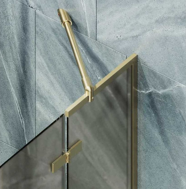 Стеклянная шторка для ванны MaybahGlass MGV-658-3 (бронзовое матовое стекло/золотой) — фото 4