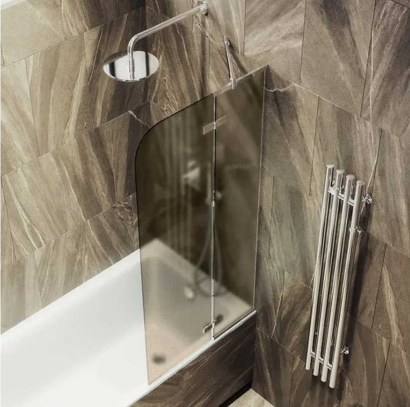 Стеклянная шторка для ванны MaybahGlass MGV-658-4 (бронзовое матовое стекло/хром глянцевый)