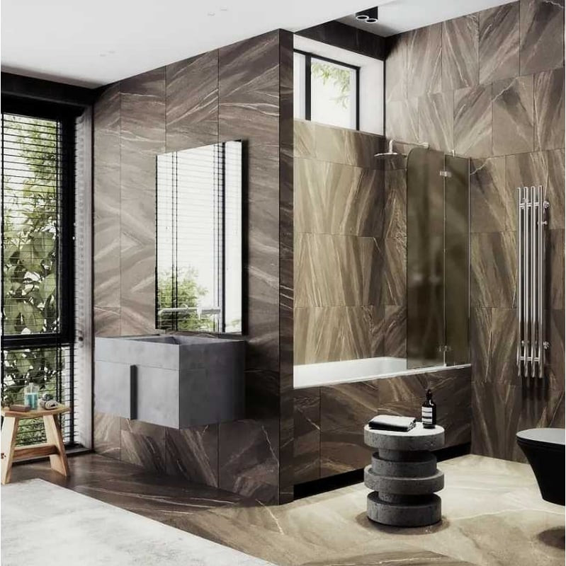Стеклянная шторка для ванны MaybahGlass MGV-658-4 (бронзовое матовое стекло/хром глянцевый) — фото 2