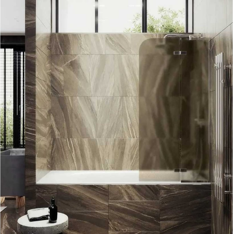 Стеклянная шторка для ванны MaybahGlass MGV-658-4 (бронзовое матовое стекло/хром глянцевый) — фото 3