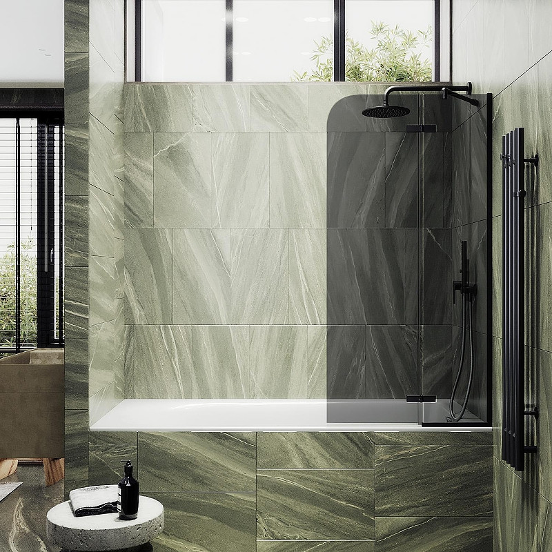 Стеклянная шторка для ванны MaybahGlass MGV-659-6 (графитовое стекло/черный) — фото 2