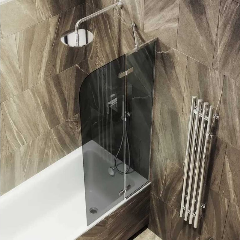 Стеклянная шторка для ванны MaybahGlass MGV-659-4 (графитовое стекло/хром глянцевый)