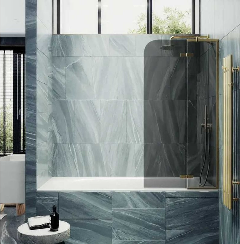 Стеклянная шторка для ванны MaybahGlass MGV-659-3 (графитовое стекло/золотой) — фото 3
