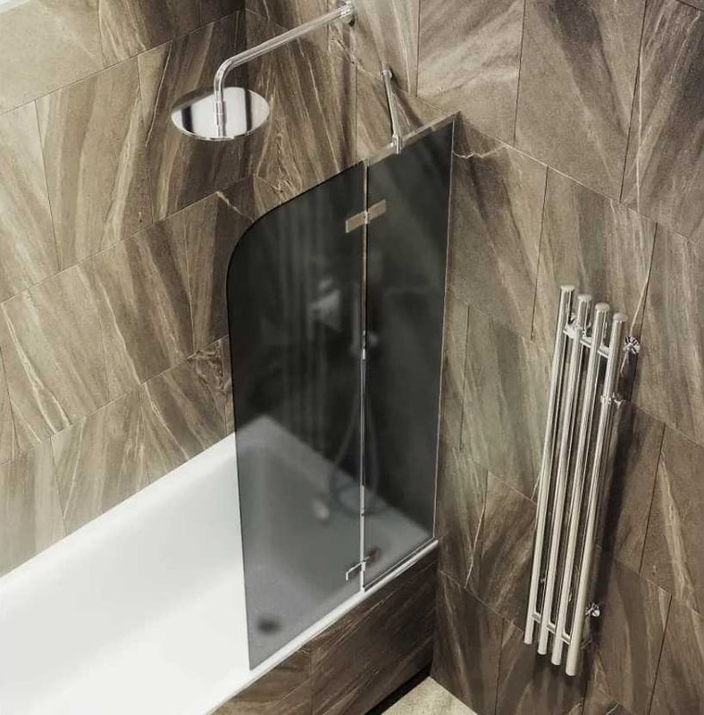Стеклянная шторка для ванны MaybahGlass MGV-660-4 (графитовое матовое стекло/хром глянцевый)