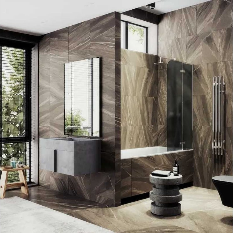 Стеклянная шторка для ванны MaybahGlass MGV-660-4 (графитовое матовое стекло/хром глянцевый) — фото 2