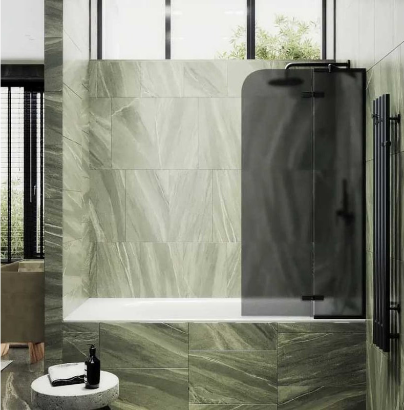 Стеклянная шторка для ванны MaybahGlass MGV-660-6 (графитовое матовое стекло/черный) — фото 3