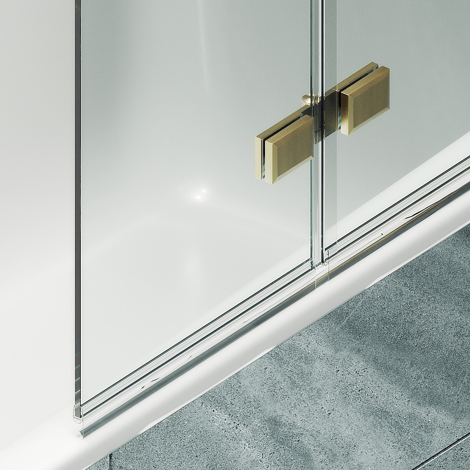 Стеклянная шторка для ванны MaybahGlass MGV-584-3 (прозрачное стекло/золотой) — фото 6