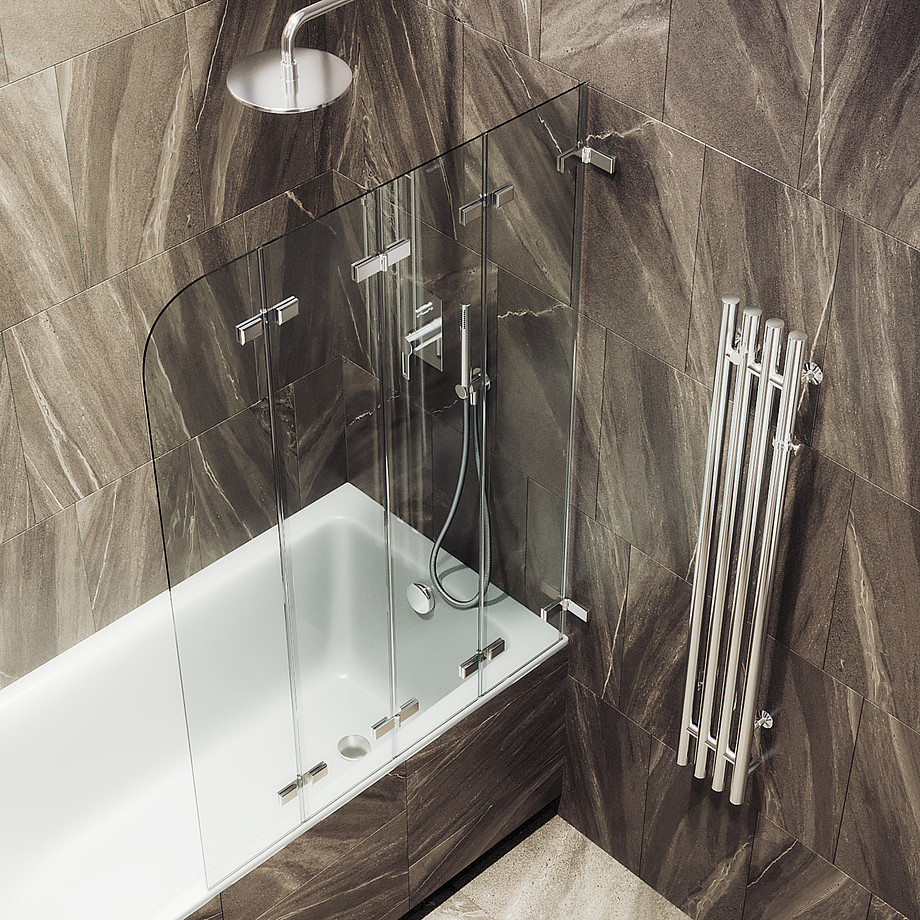 Стеклянная шторка для ванны MaybahGlass MGV-584-4 (прозрачное стекло/хром глянцевый) — фото 4