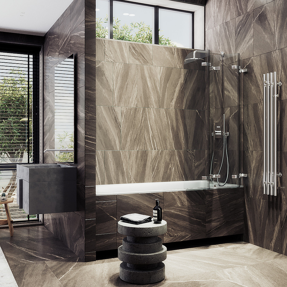 Стеклянная шторка для ванны MaybahGlass MGV-584-4 (прозрачное стекло/хром глянцевый) — фото 2