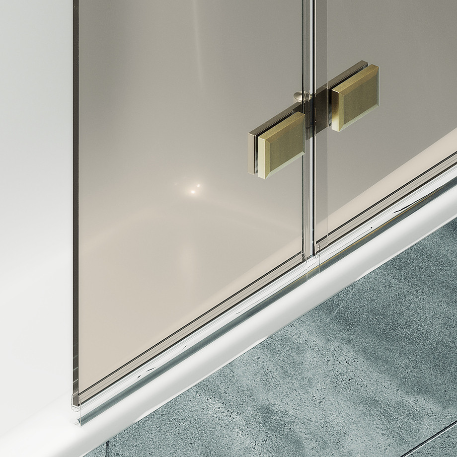 Стеклянная шторка для ванны MaybahGlass MGV-585-3 (бронзовое стекло/золотой) — фото 6