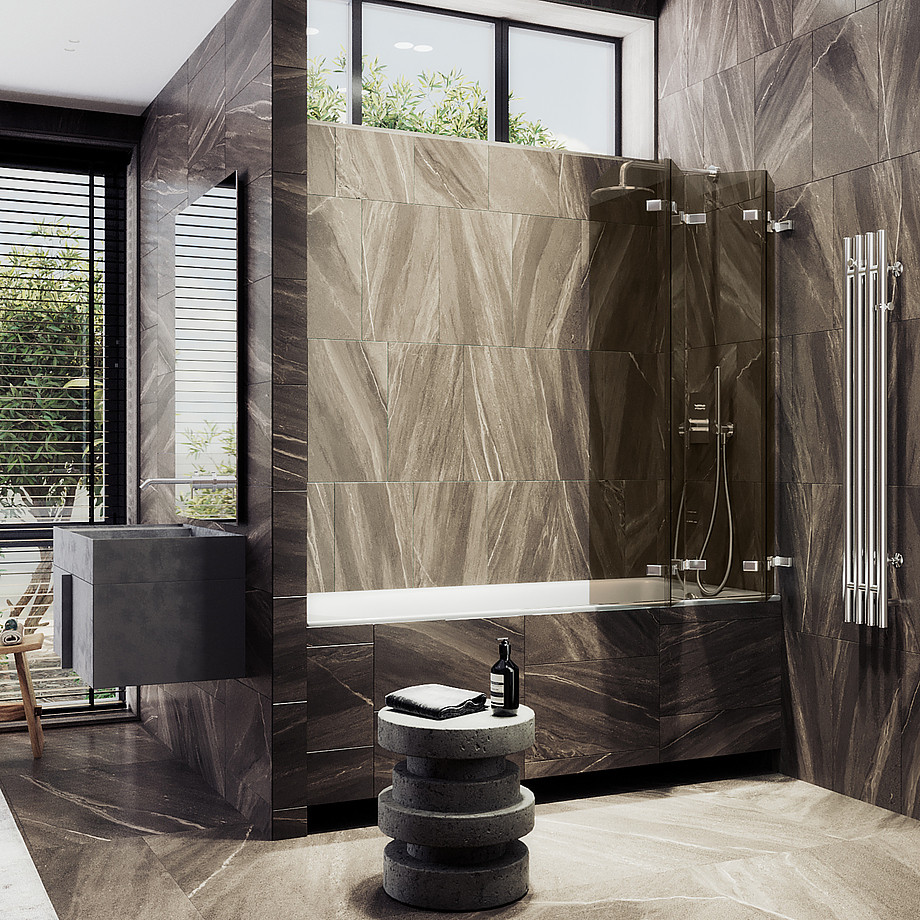 Стеклянная шторка для ванны MaybahGlass MGV-585-4 (бронзовое стекло/хром глянцевый) — фото 3