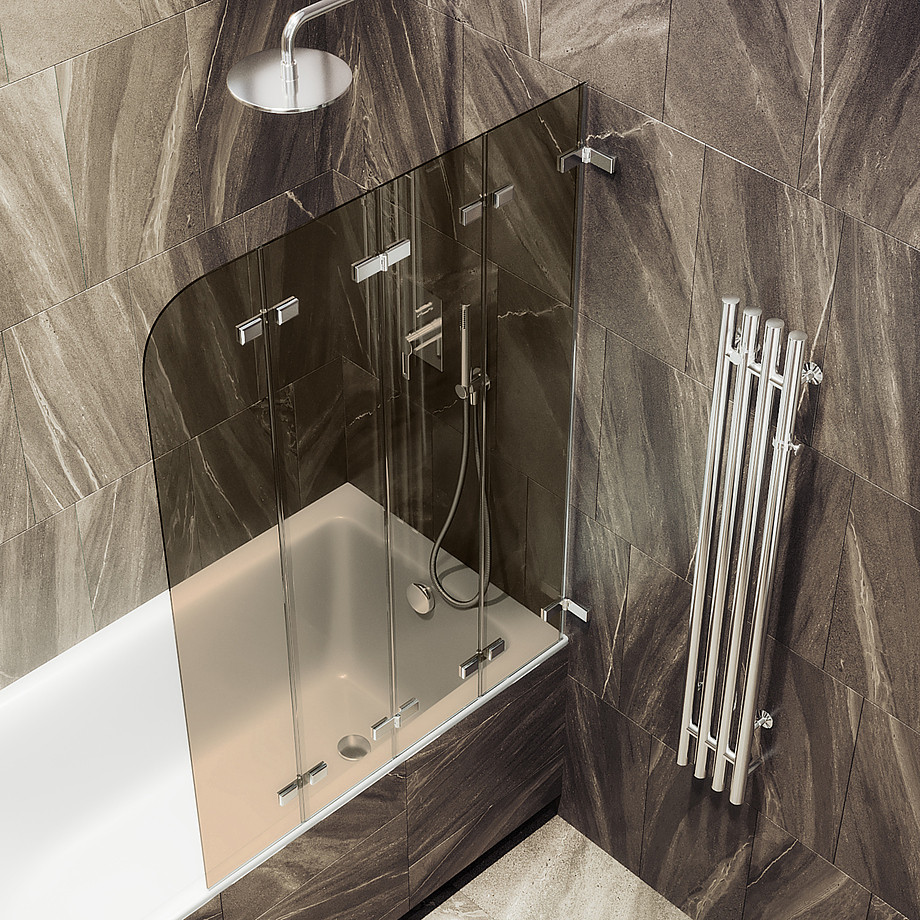 Стеклянная шторка для ванны MaybahGlass MGV-585-4 (бронзовое стекло/хром глянцевый) — фото 5