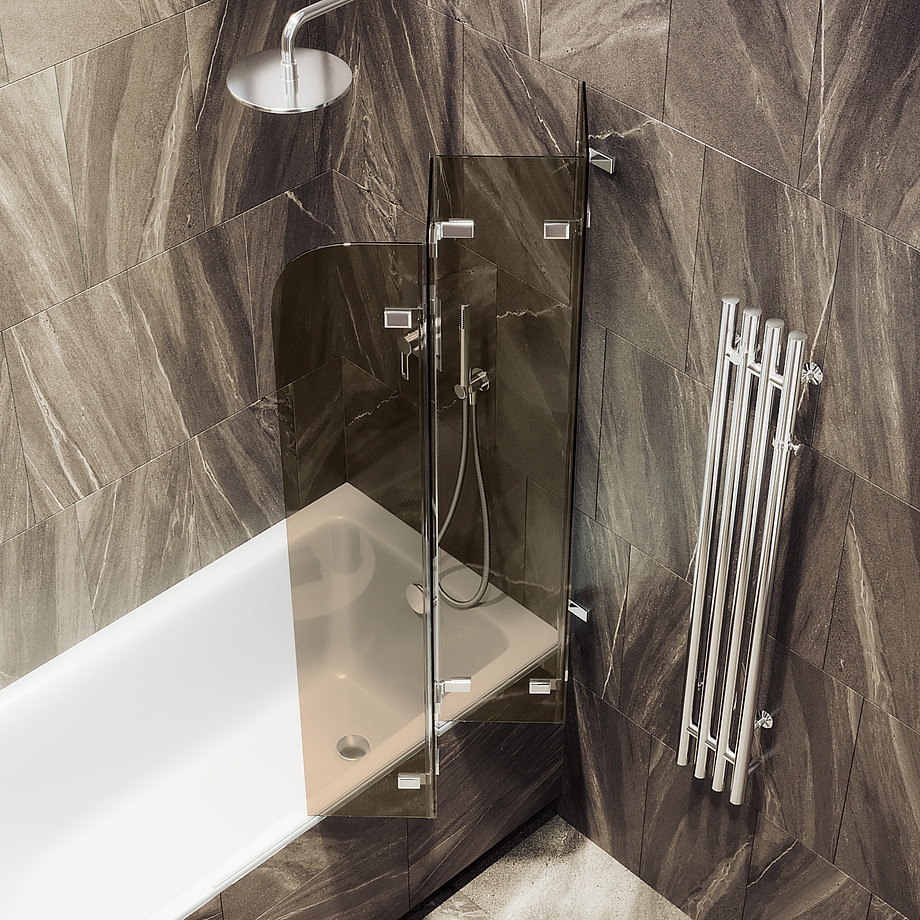 Стеклянная шторка для ванны MaybahGlass MGV-585-4 (бронзовое стекло/хром глянцевый) — фото 4