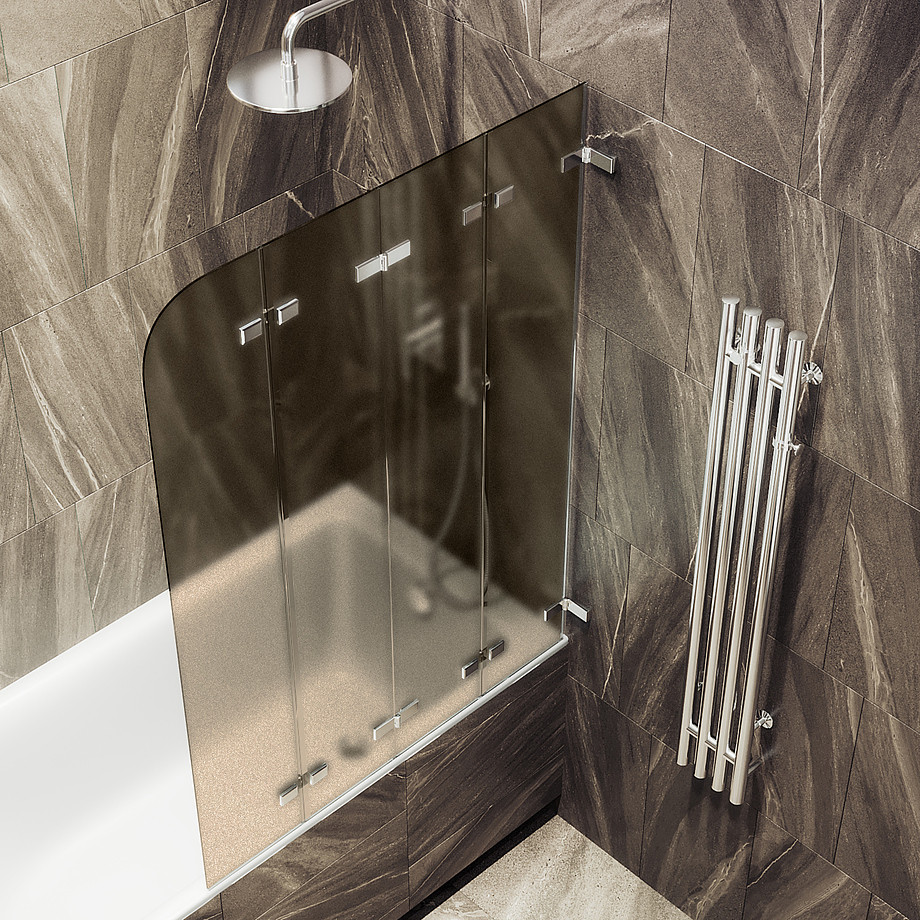 Стеклянная шторка для ванны MaybahGlass MGV-586-4 (бронзовое матовое стекло/хром глянцевый) — фото 4