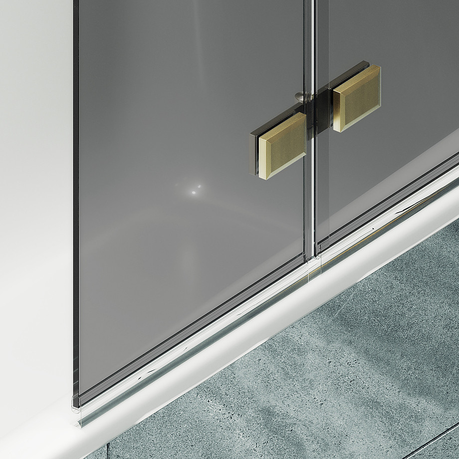 Стеклянная шторка для ванны MaybahGlass MGV-588-3 (графитовое стекло/золотой) — фото 6