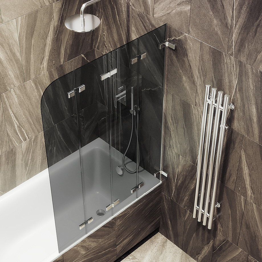 Стеклянная шторка для ванны MaybahGlass MGV-588-4 (графитовое стекло/хром глянцевый) — фото 3
