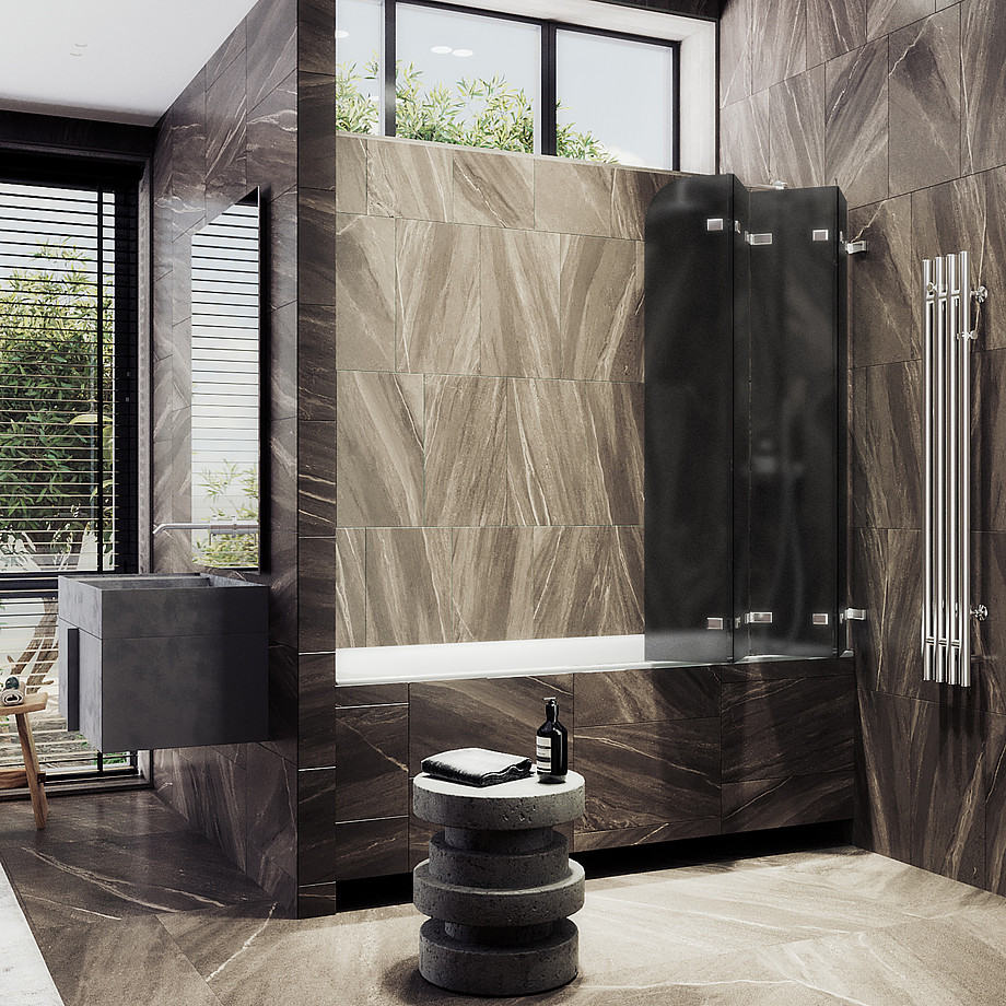 Стеклянная шторка для ванны MaybahGlass MGV-589-4 (графитовое матовое стекло/хром глянцевый) — фото 3
