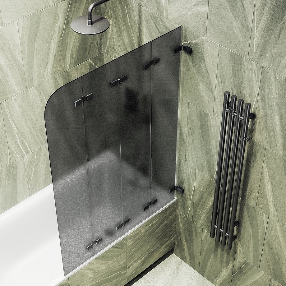 Стеклянная шторка для ванны MaybahGlass MGV-589-6 (графитовое матовое стекло/черный) — фото 4