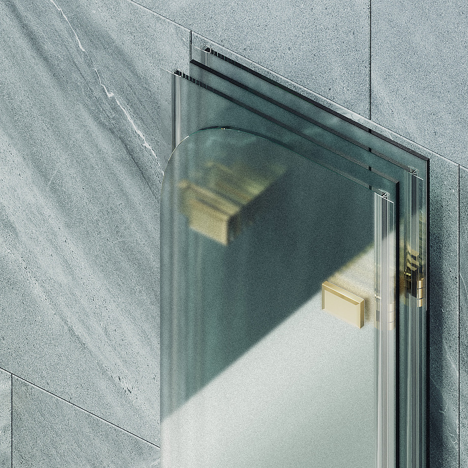 Стеклянная шторка для ванны MaybahGlass MGV-587-3 (сатин стекло/золотой) — фото 5