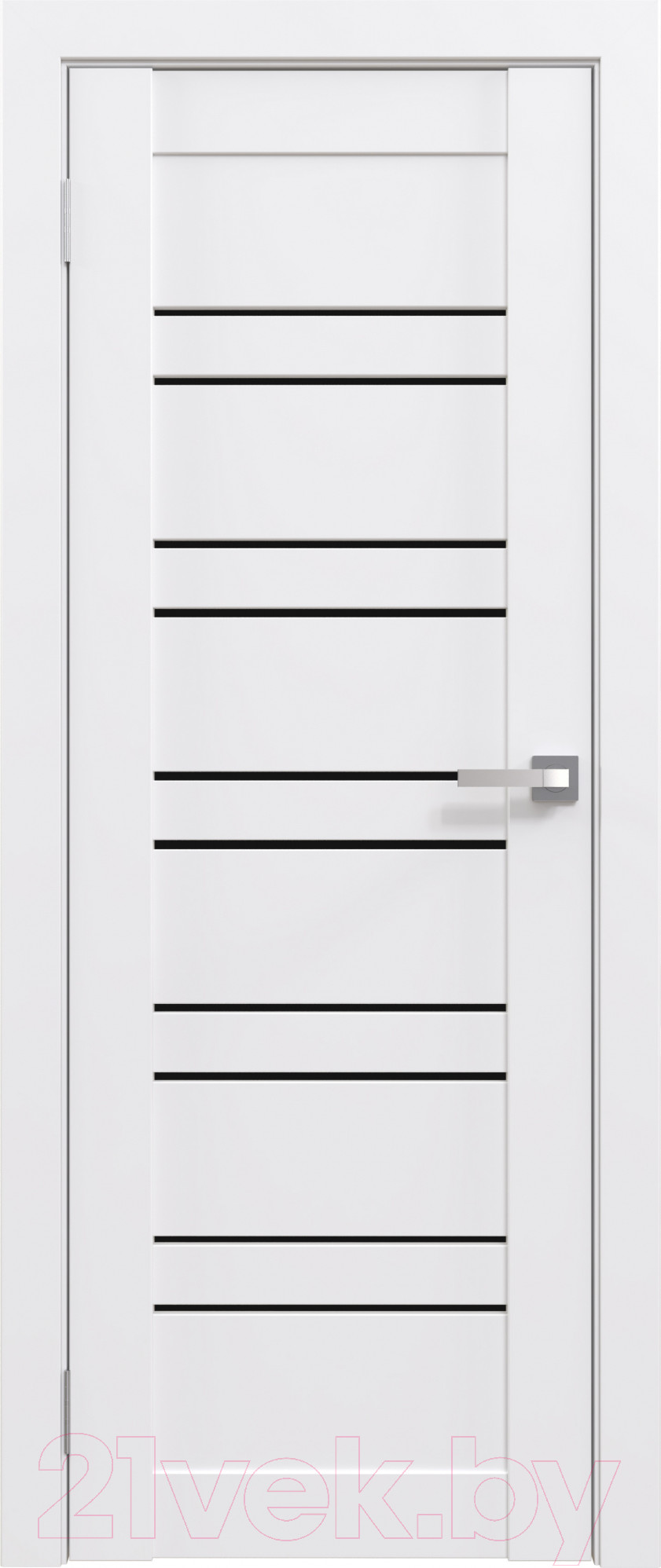 Дверь межкомнатная Юни Амати 25 60x200 (белая шагрень/стекло черное)