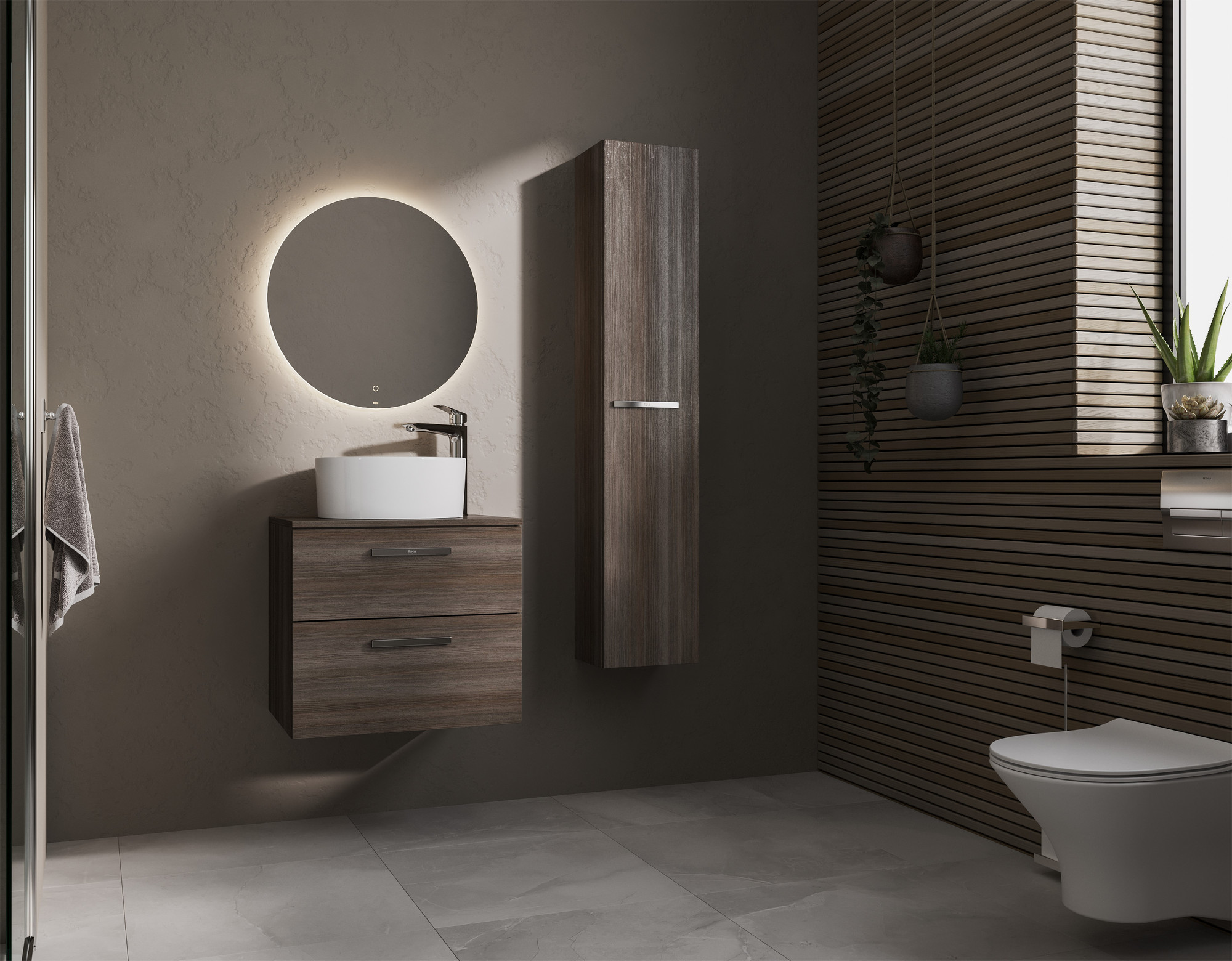 Шкаф-пенал для ванной Roca Victoria / A857564402 (городской дуб)