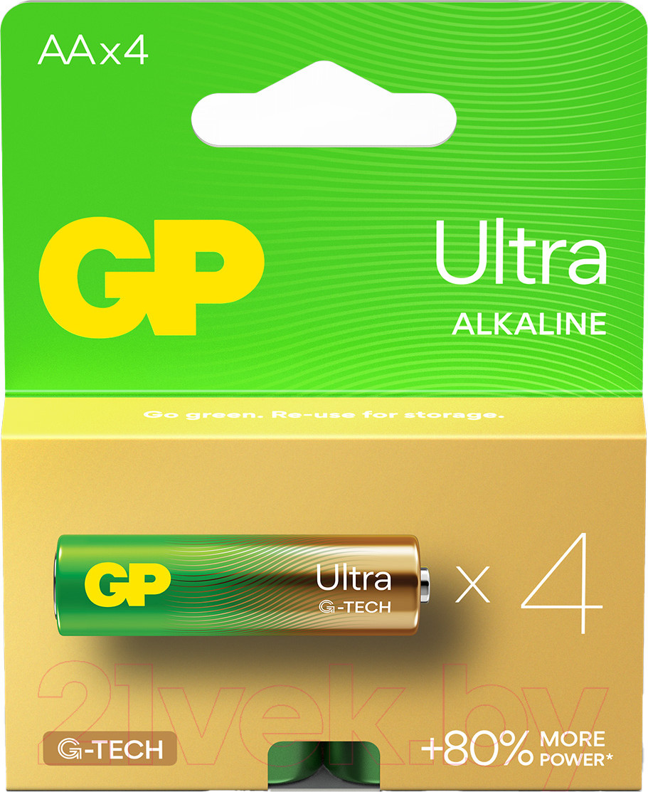 Комплект батареек GP Batteries Ultra LR6/15AUETA21-2GSB4 (4шт)