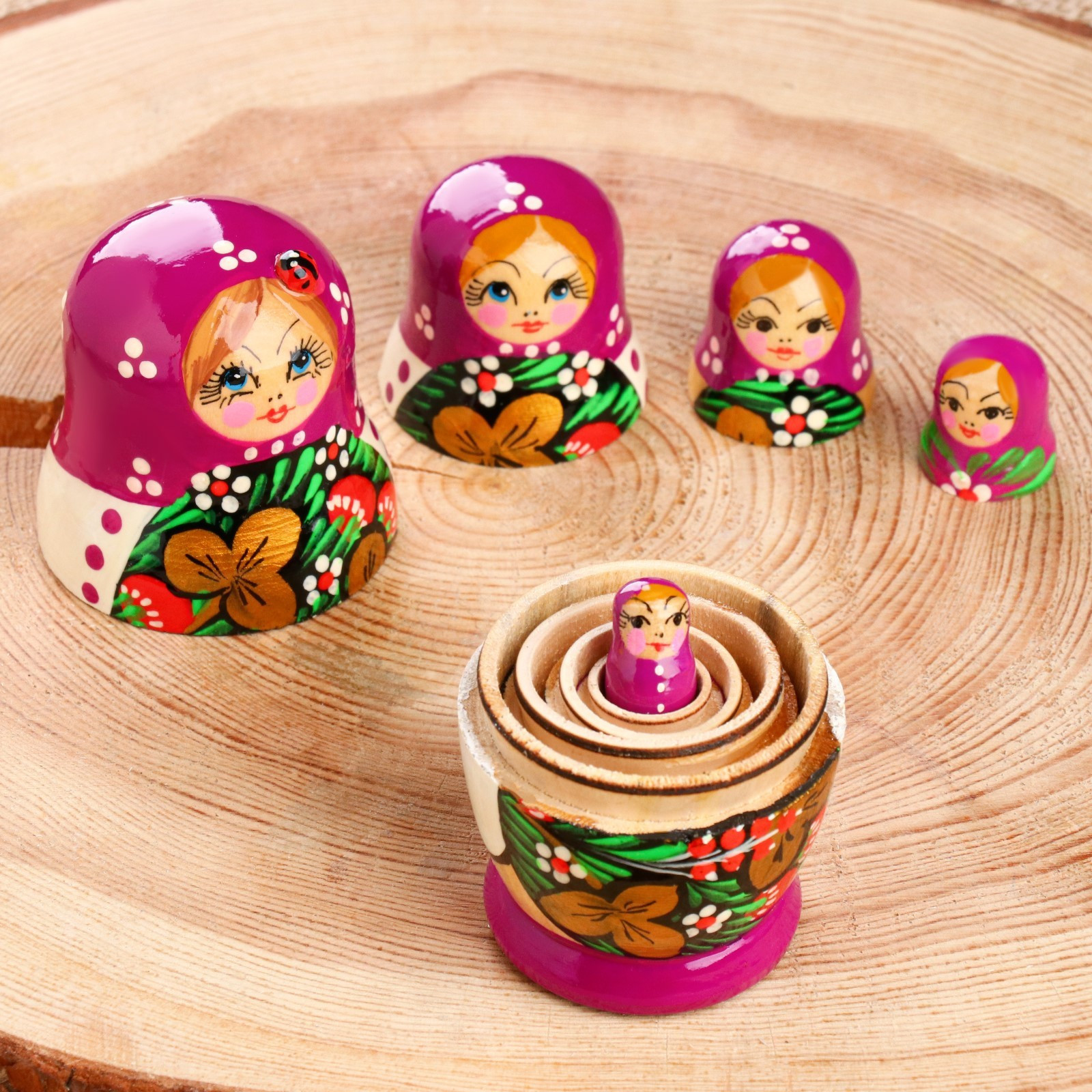 Матрешка сувенирная Sima-Land Божья коровка. Фиолетовый платок / 4097412 — фото 5