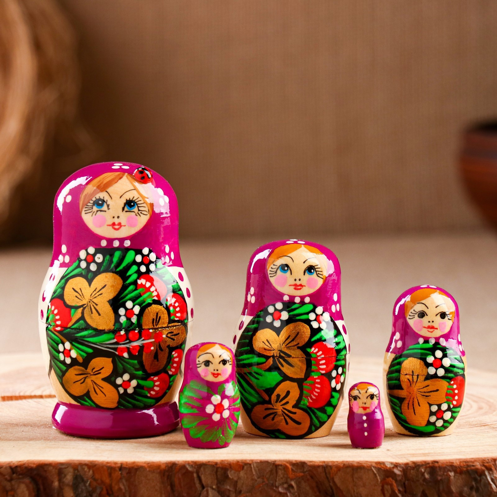 Матрешка сувенирная Sima-Land Божья коровка. Фиолетовый платок / 4097412 — фото 3