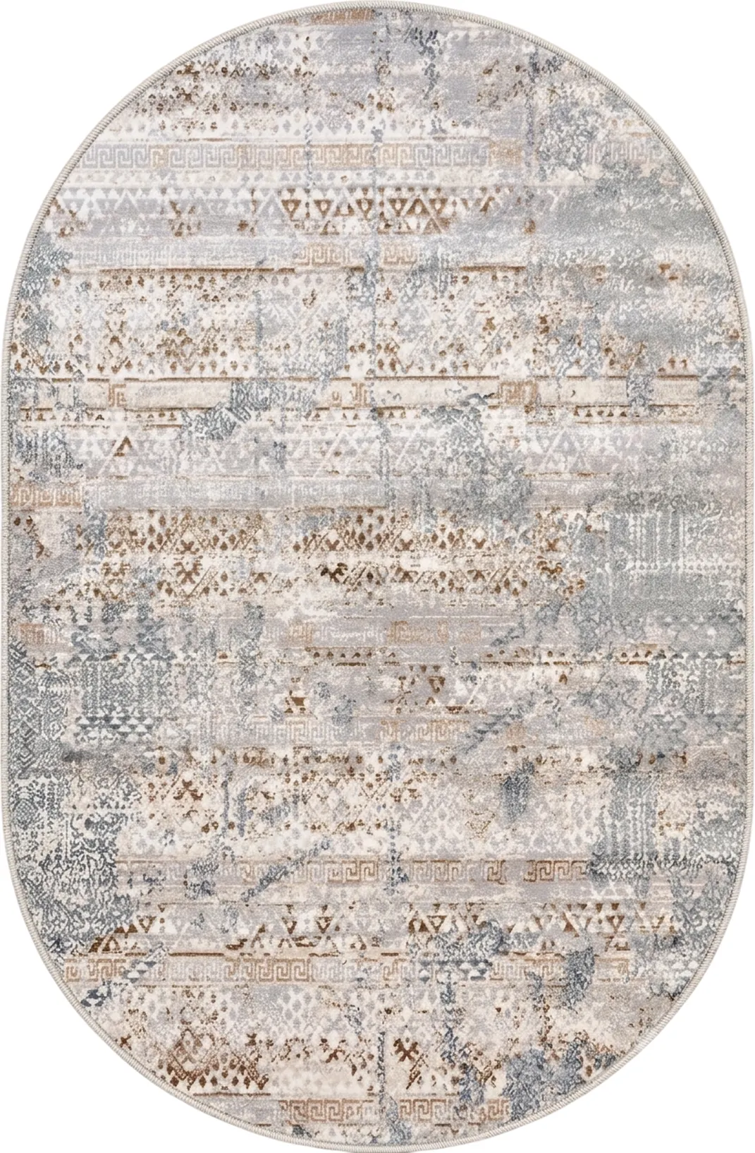 Ковер Radjab Carpet Бьянка Овал D057A / 10072RK-B (2x2.9, Cream Shirink/Blue Fdy)